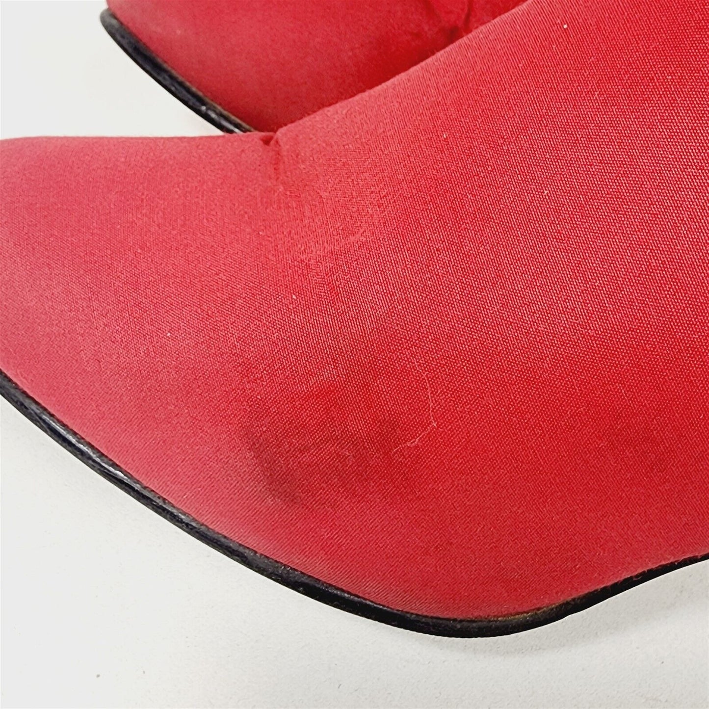 Vintage Hanna Red Canvas Mid Calf Heeled Boots Size 7