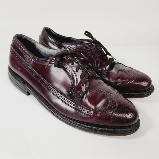 Vintage Stafford Burgundy Leather Wingtip Oxfords Dress Shoes Size 11.5