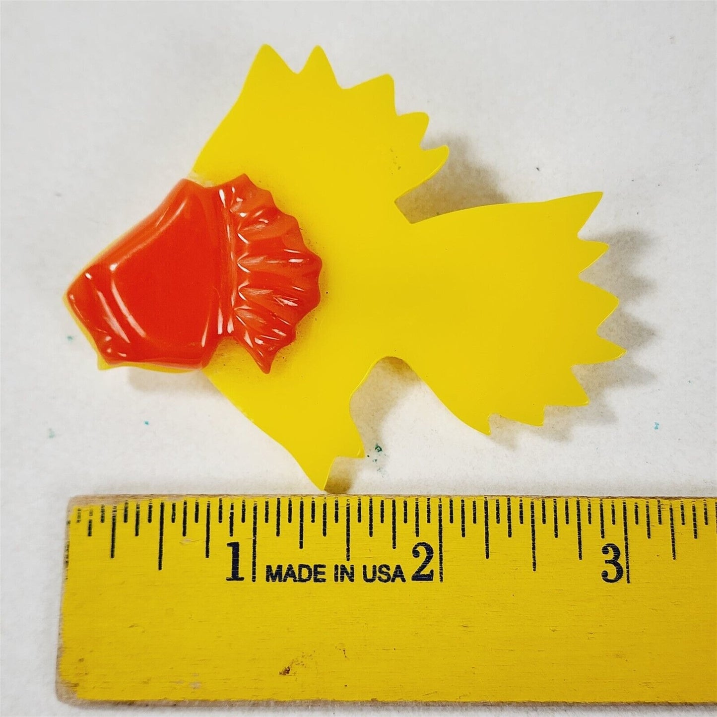 Vintage Yellow Orange Layered Bakelite Goldfish Fish Brooch - 3"