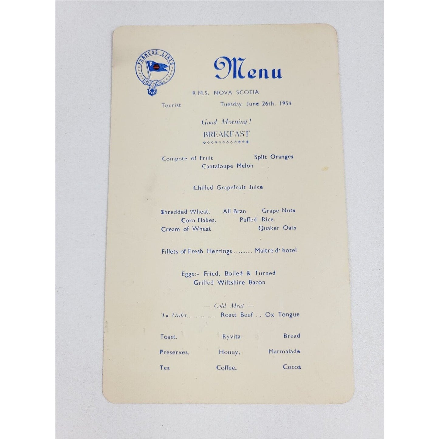 5 Vintage Cruise Ship Nautical Menus 1951-1981 Frankfurt Nova Scotia Sitmar