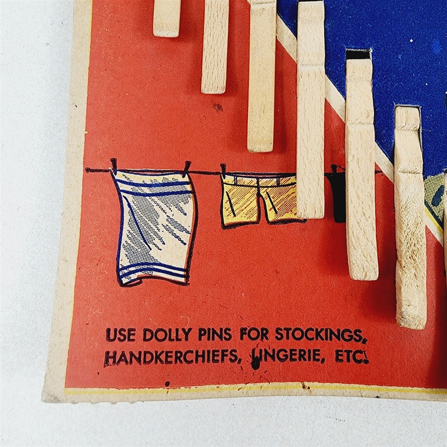 Vintage Dolly Pins 18 Wood Clothes Pins Clothespins Original Card No. 180 - #4