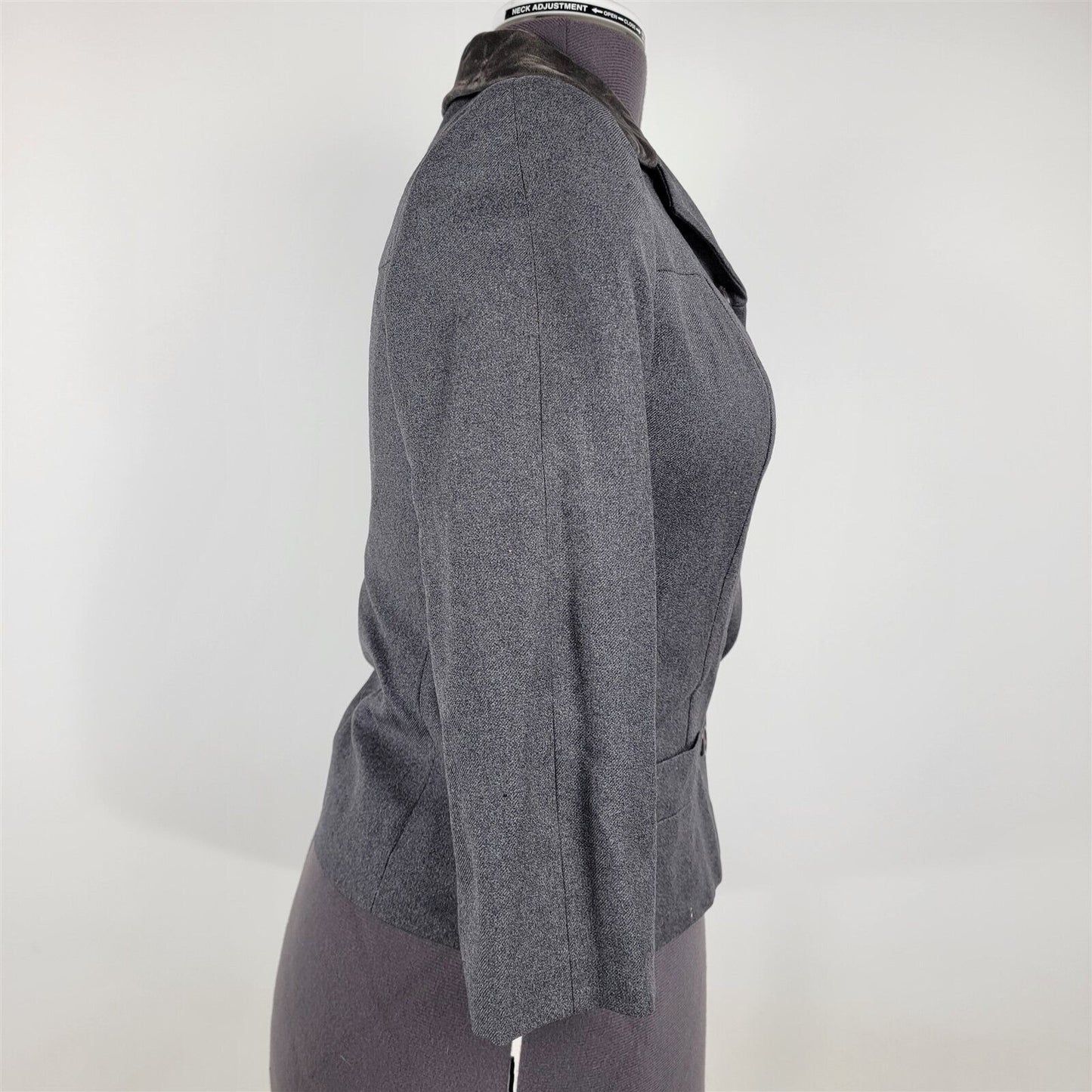 Vintage 1960s Koupy Gray Button Front Velvet Collar Jacket England Womens S/M