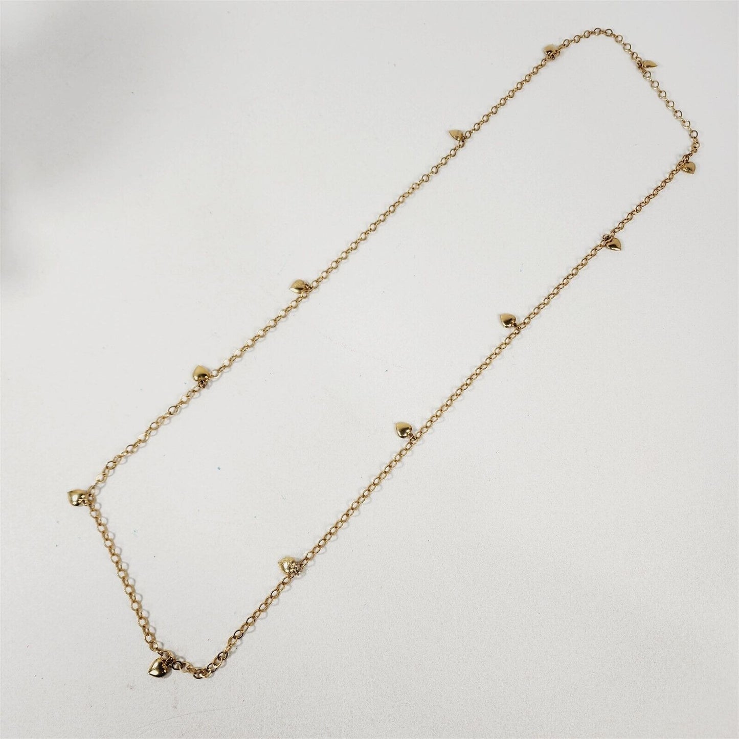 Vintage Gold Tone Chain Heart Charms Long Flapper Necklace