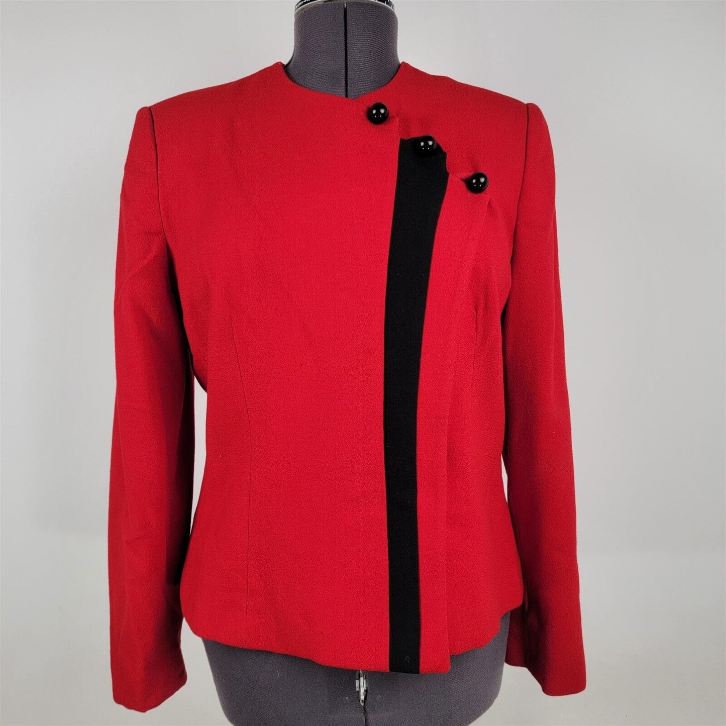 Vintage 1990s OBO New York Red & Black Skirt Suit Set Womens M