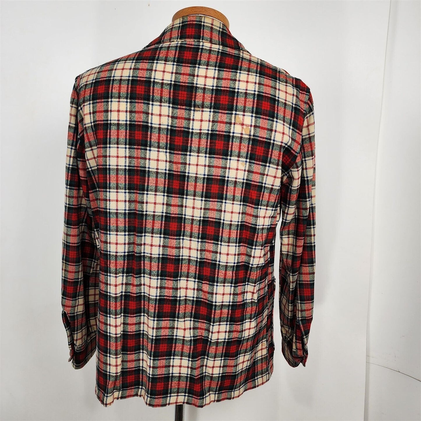 Vintage Wool Red Plaid 3 Button Sport Jacket Blazer Mens Size M