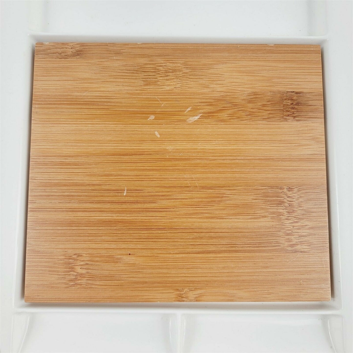 Ciroa White Ceramic Serving Tray with Bamboo Insert 13.5" x 8.5"