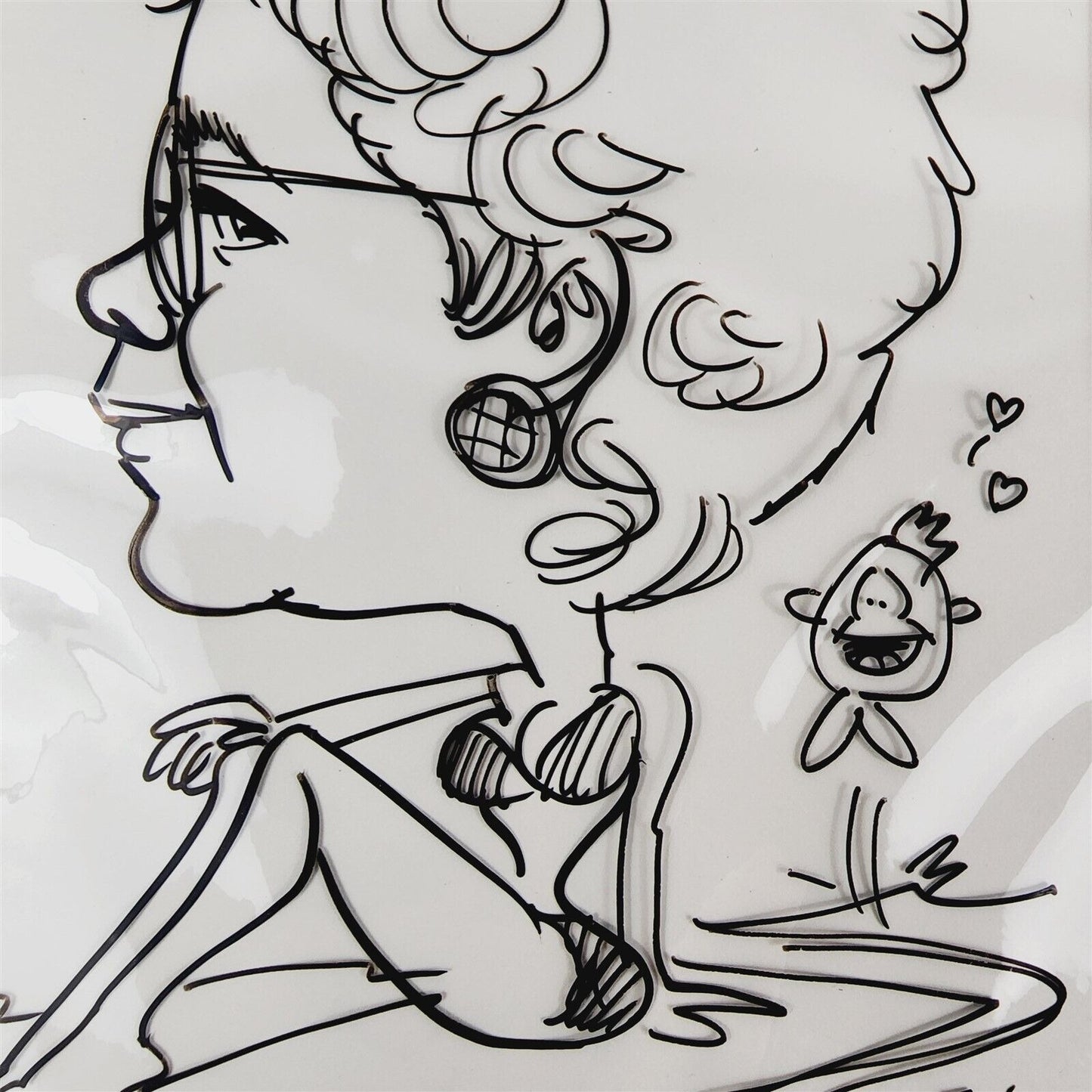 2 Funny Cartoon Sketches Caricatures by Neal, Armeda Beach Beauty Clyde Fishing