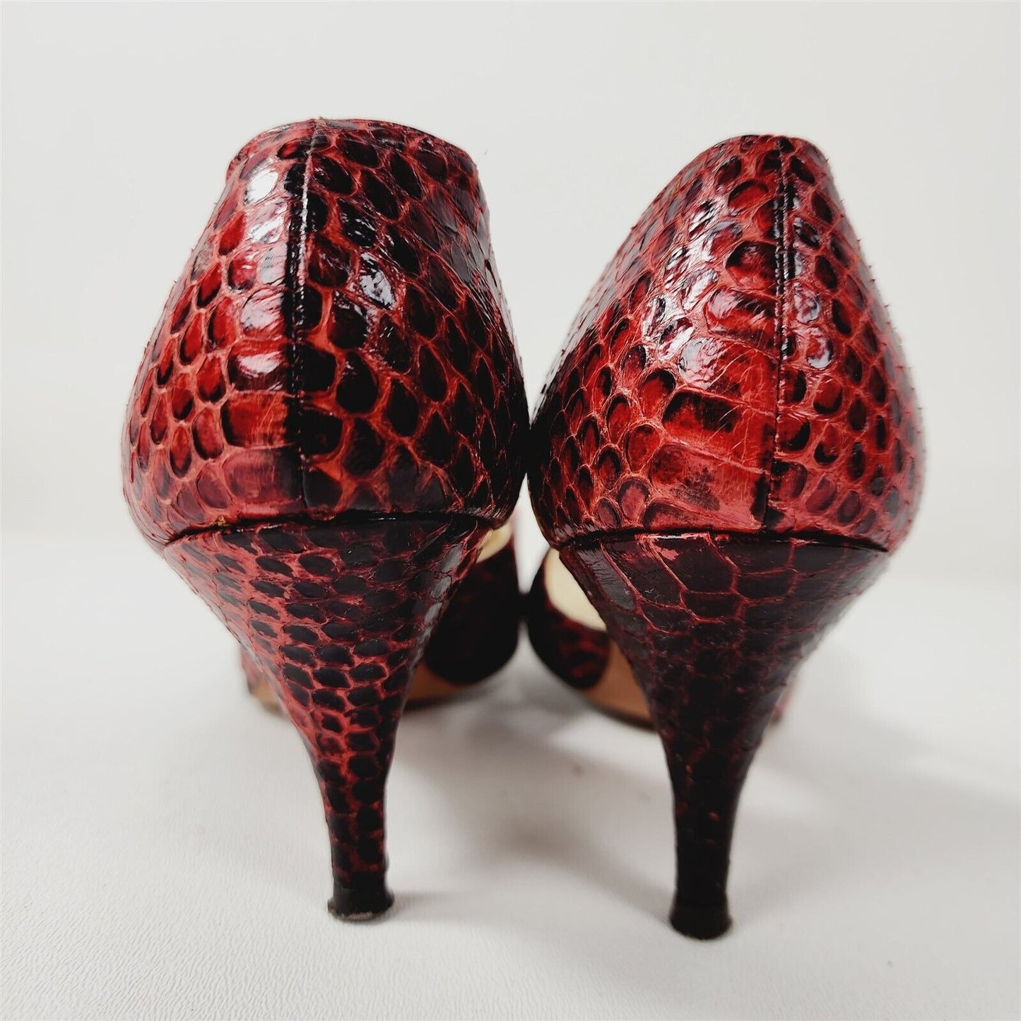 Vintage Arpeggios Red Snakeskin Leather Pumps Heels Womens Size 6