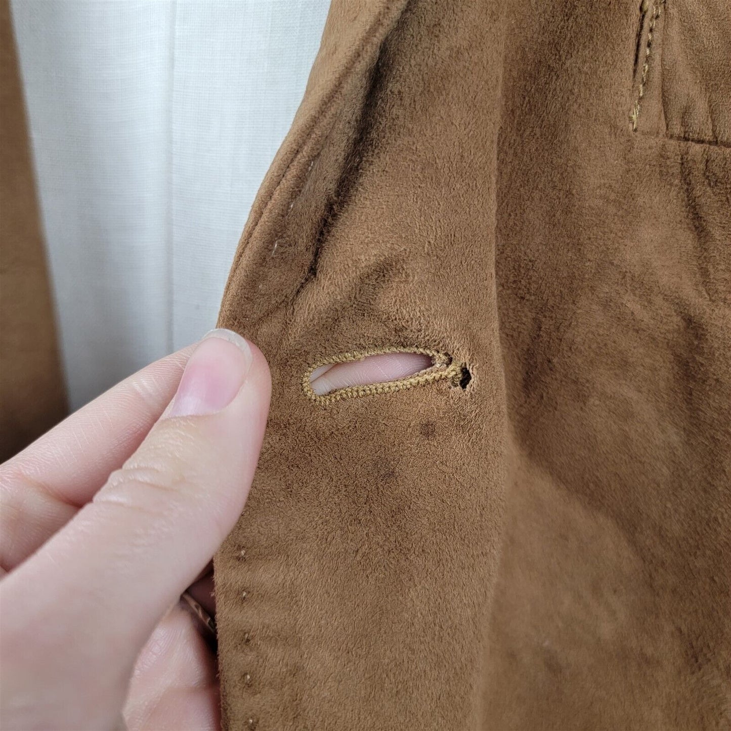 Vintage 1950s California Sportswear Tan Suede Button Front Leather Jacket Sz 40