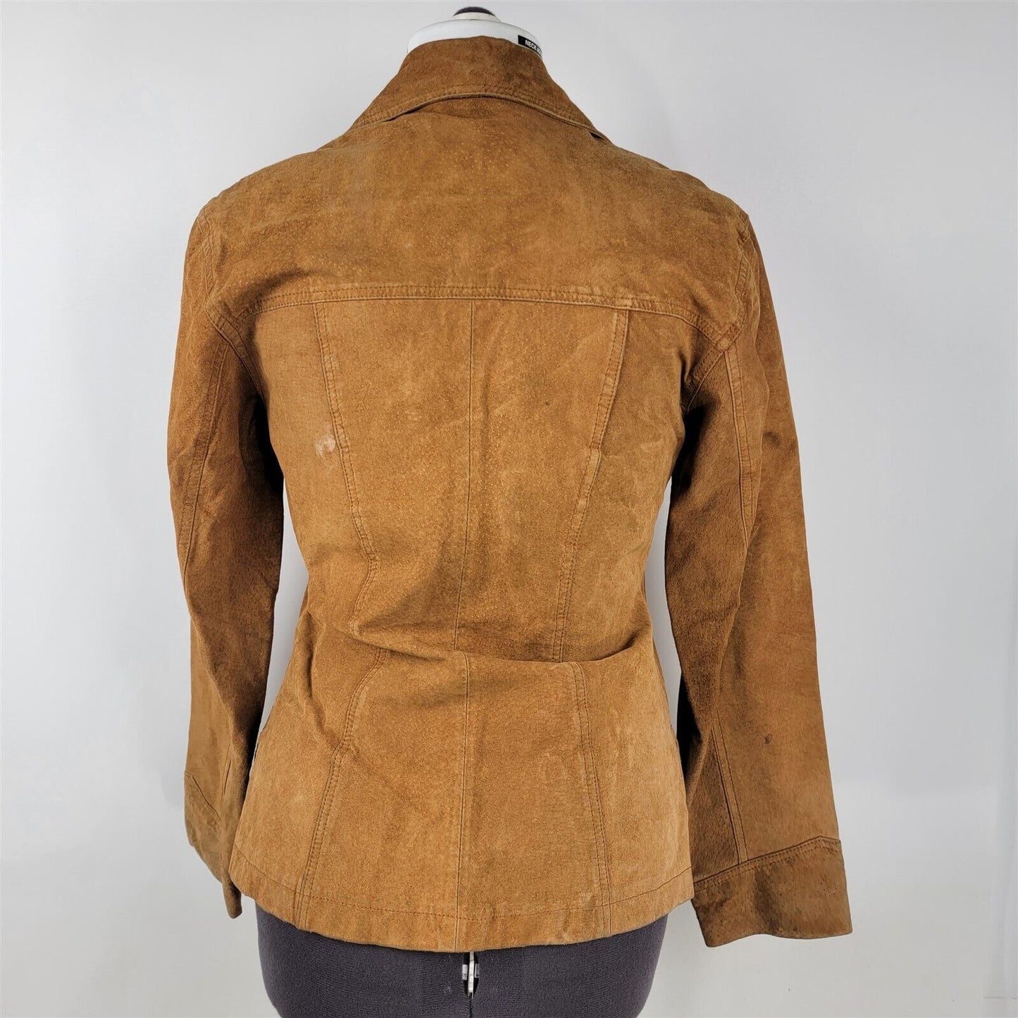 Vintage Genuine DCC Leather Tan Button Up Jacket Womens Size M