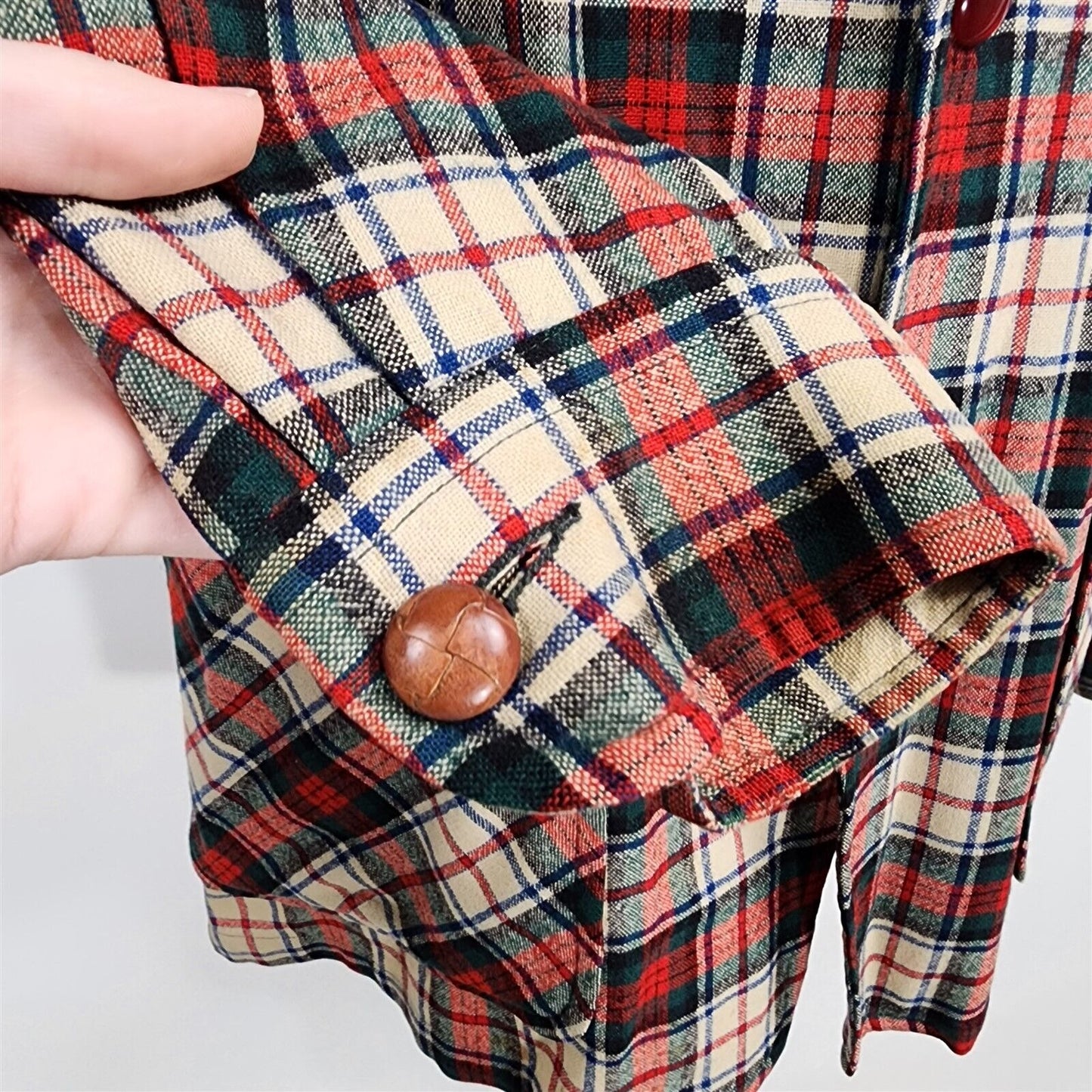 Vintage Wool Red Plaid 3 Button Sport Jacket Blazer Mens Size M