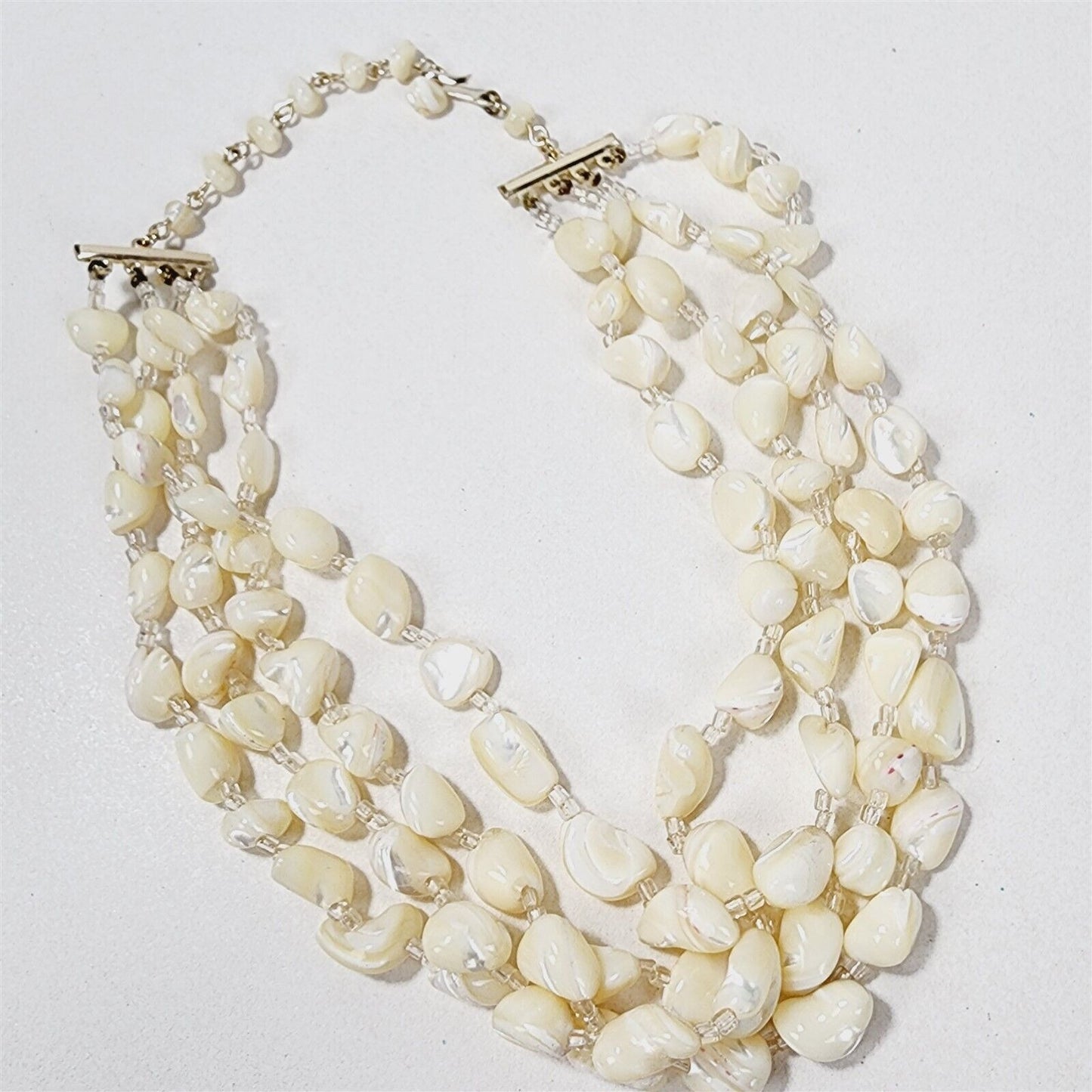 Vintage Four Layer Mother of Pearl Shell Beaded Necklace - Japan