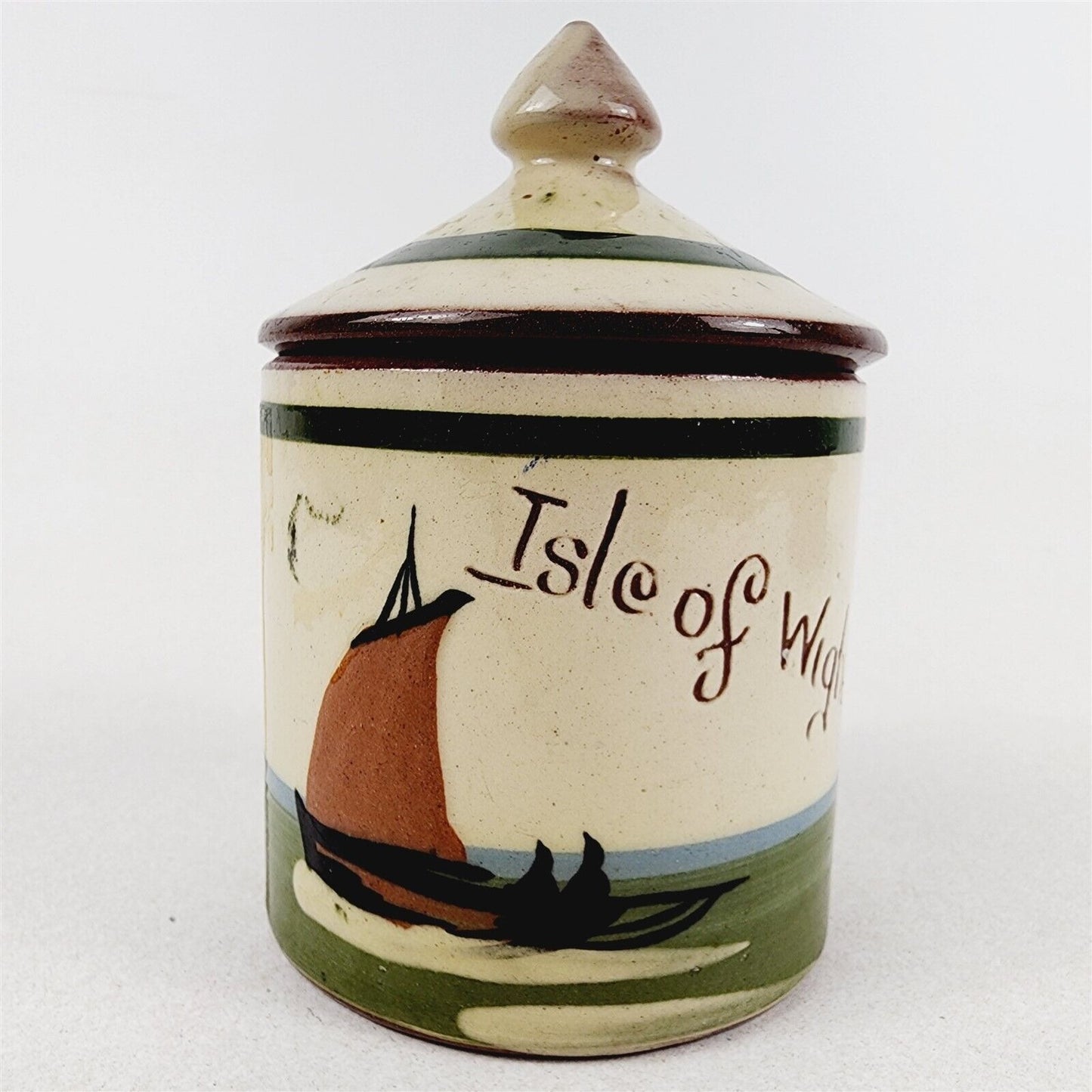 Vintage Isle of Wright Small Lidded Crock Homemade Preserves Longpark Torquay