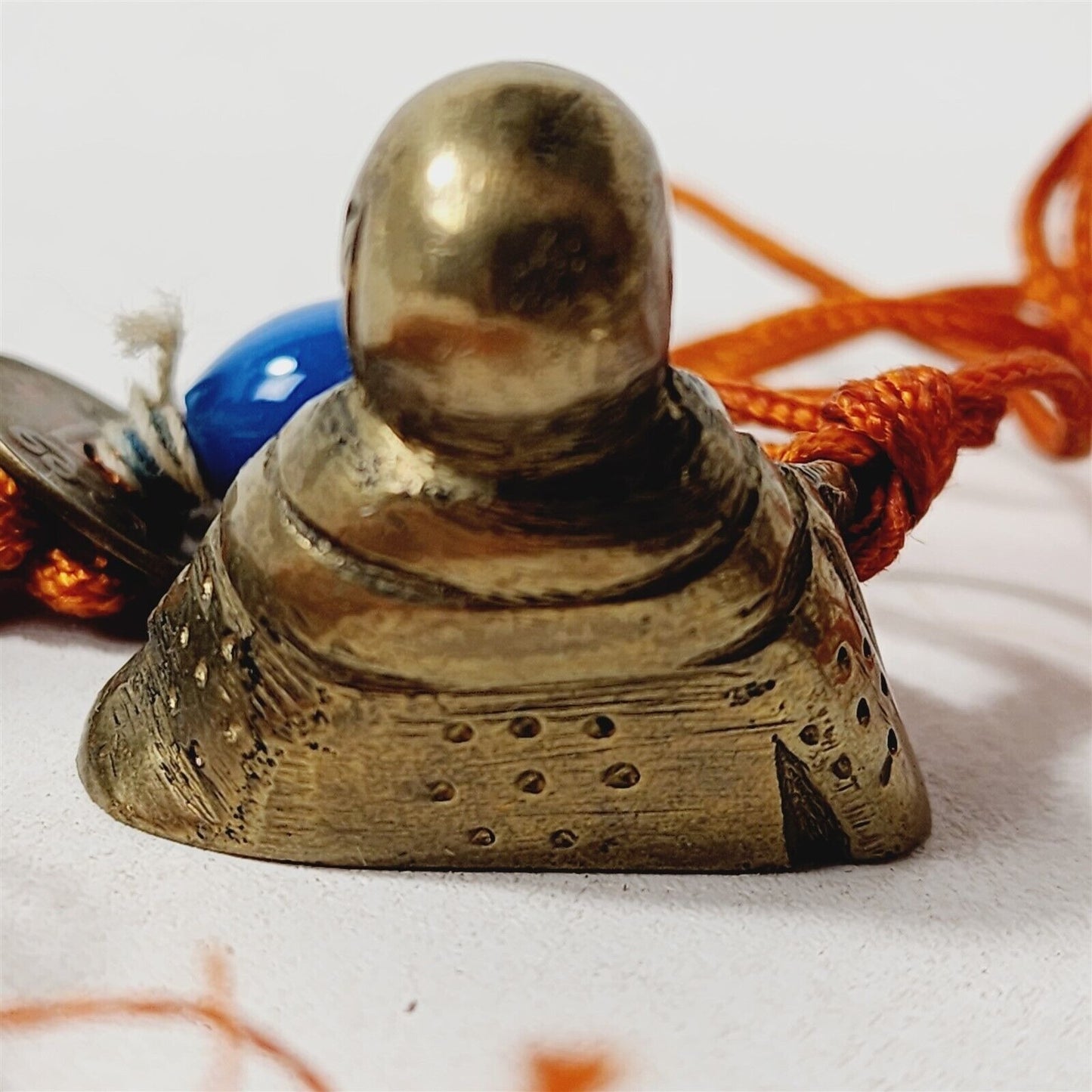 2 Vintage Buddha Brass w/ Adjustable Pencils Charm Beads Coin Tassels - 3" long