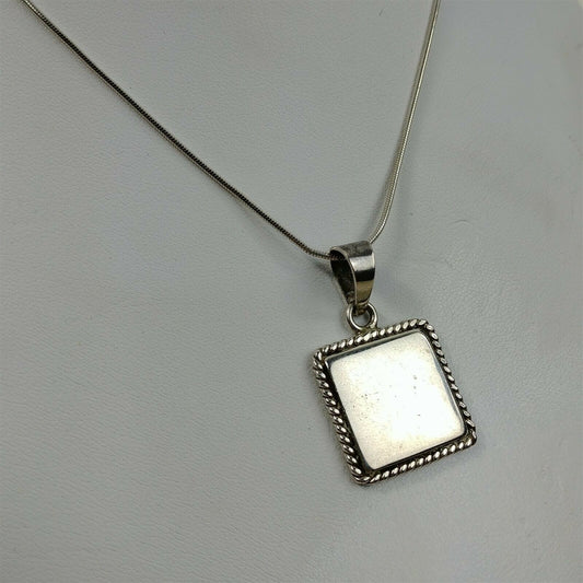 925 Italy Sterling Silver Snake Chain Necklace Square 925 Mexico Pendant 16"