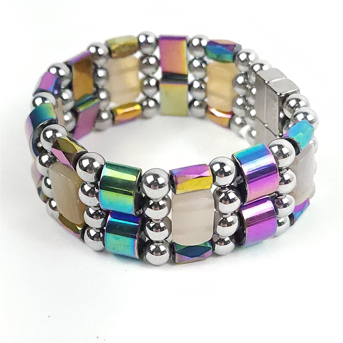 Rainbow Agate Magnetic Bracelet Therapeutic Quad