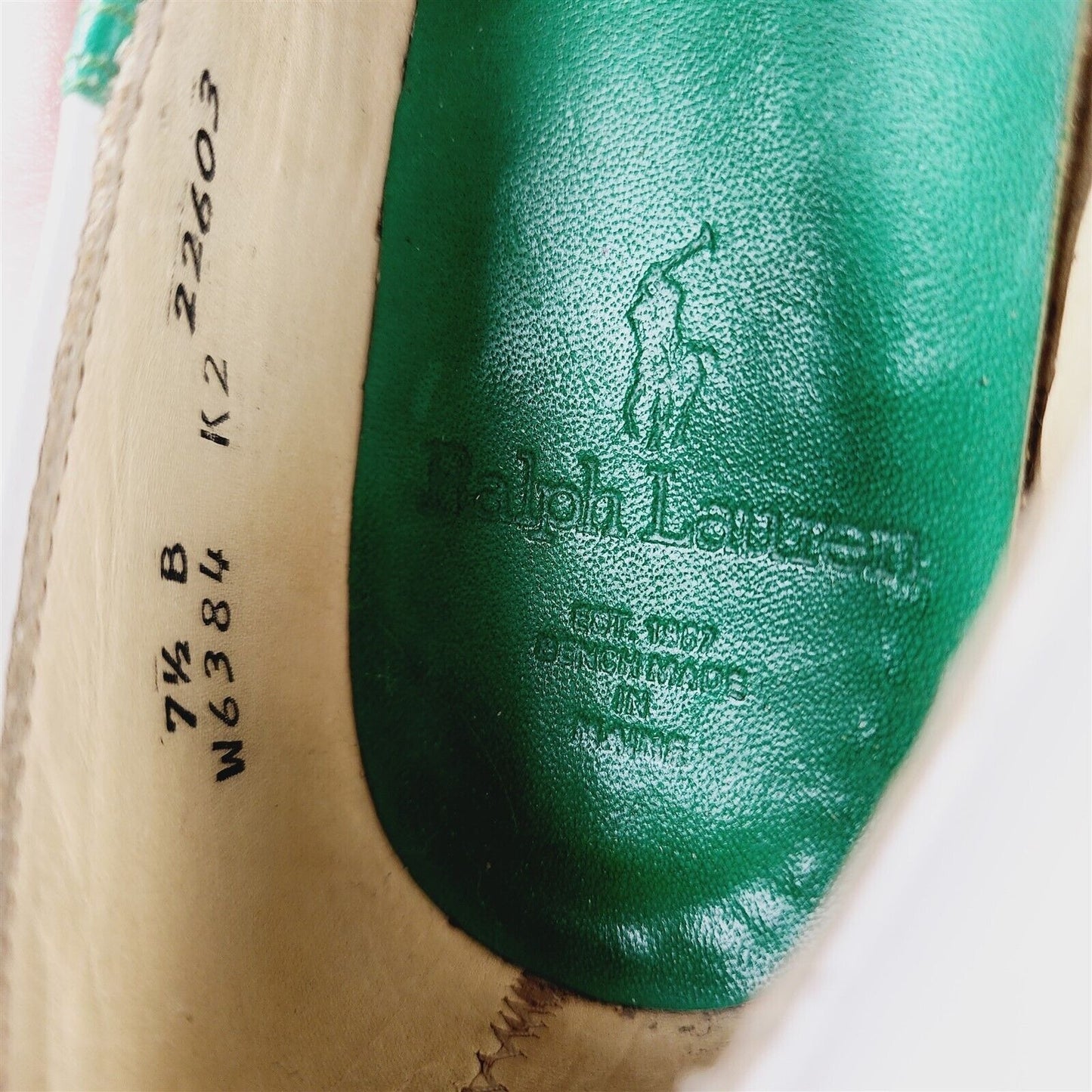 Vintage 1980's Polo by Ralph Lauren Green White Saddle Shoes Size 7.5 B