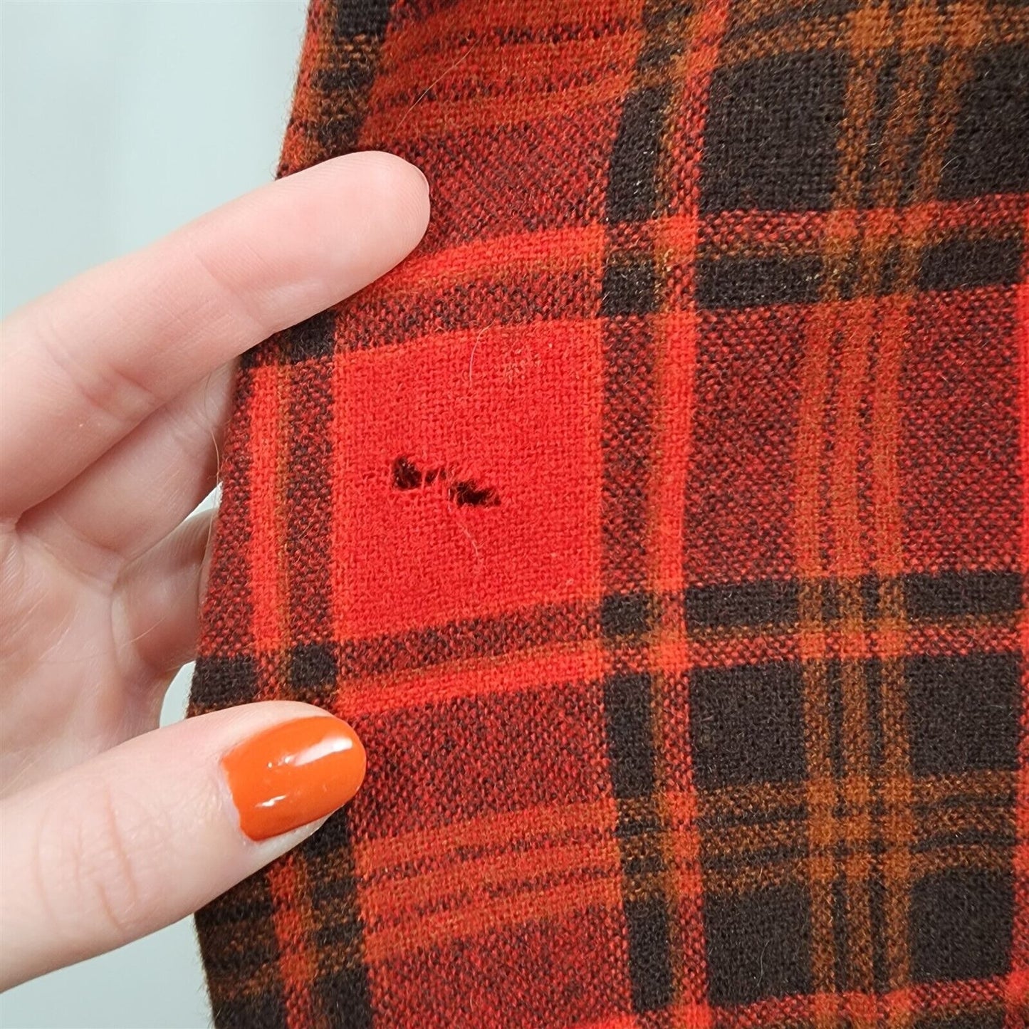 Vintage 100% Wool Robe Red Tartan Plaid