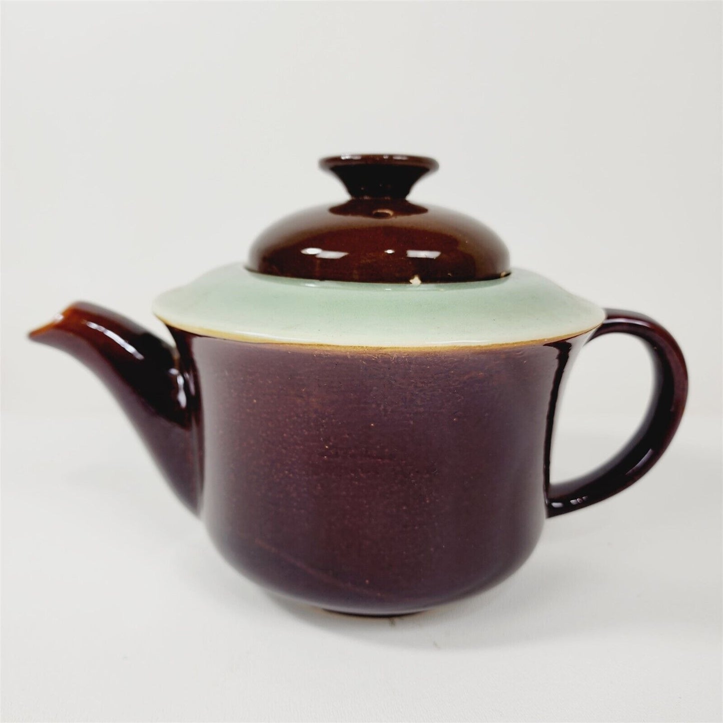 Vintage Red Wing Pottery Village Brown Green Teapot - 6 3/8"