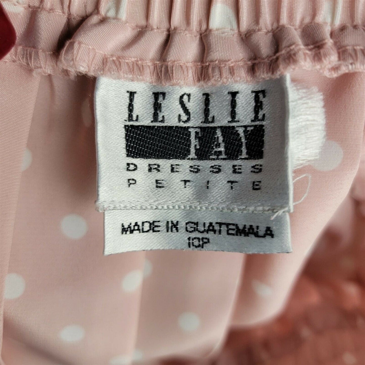 Leslie Fay Pink Polka Dot 2 Piece Skirt Top Set Womens Size Petite 10P