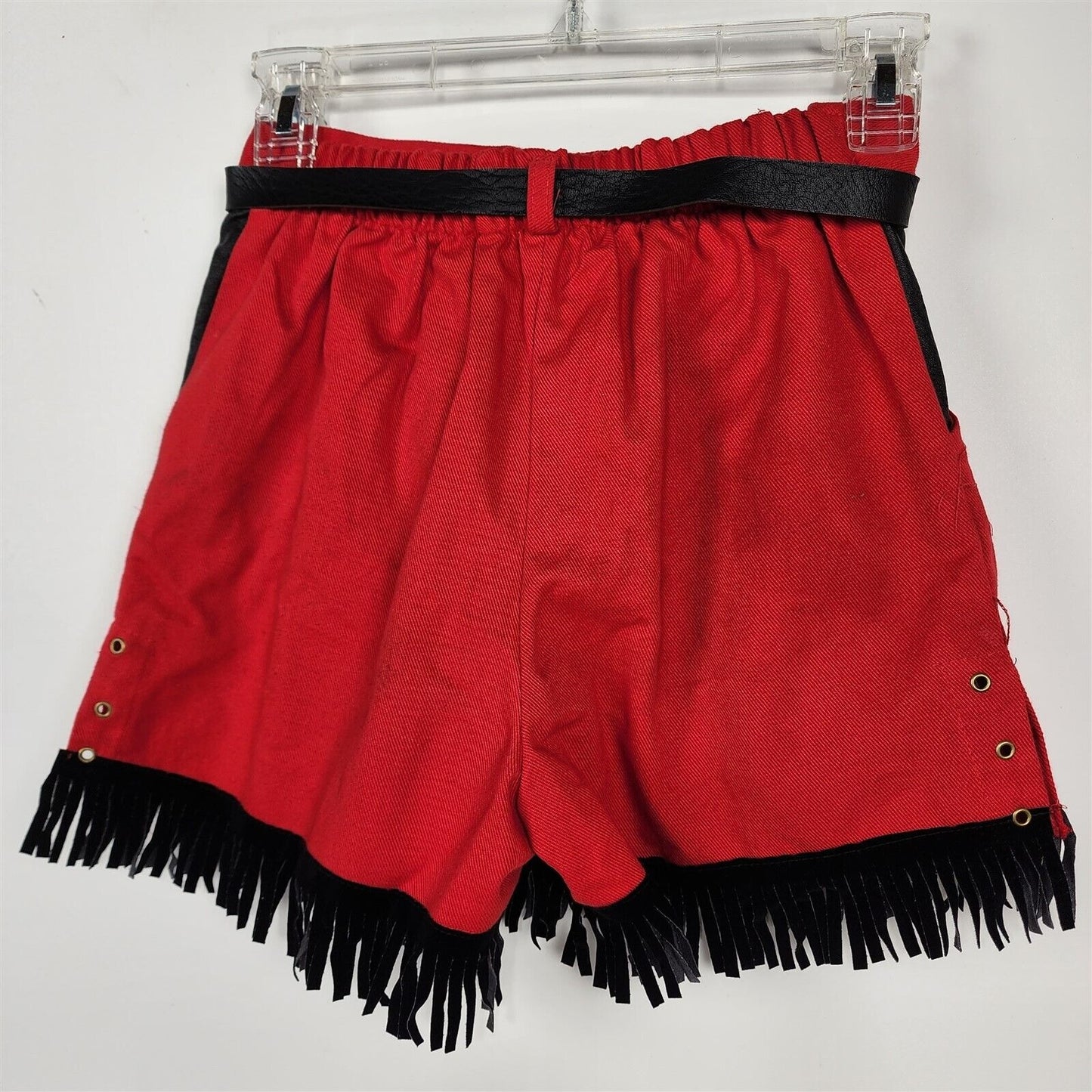 Vintage Childrens Red & Black Costume Vest & Shorts Circus Lion Tamer Fringe