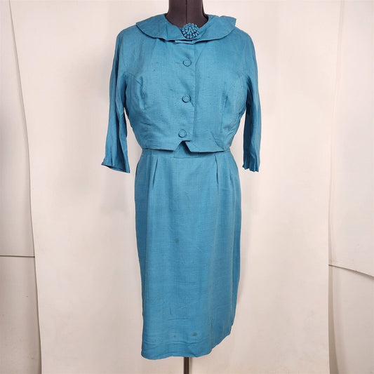 Vintage 1960s Wilshire of Boston Blue Sheath Dress w/ Jacket