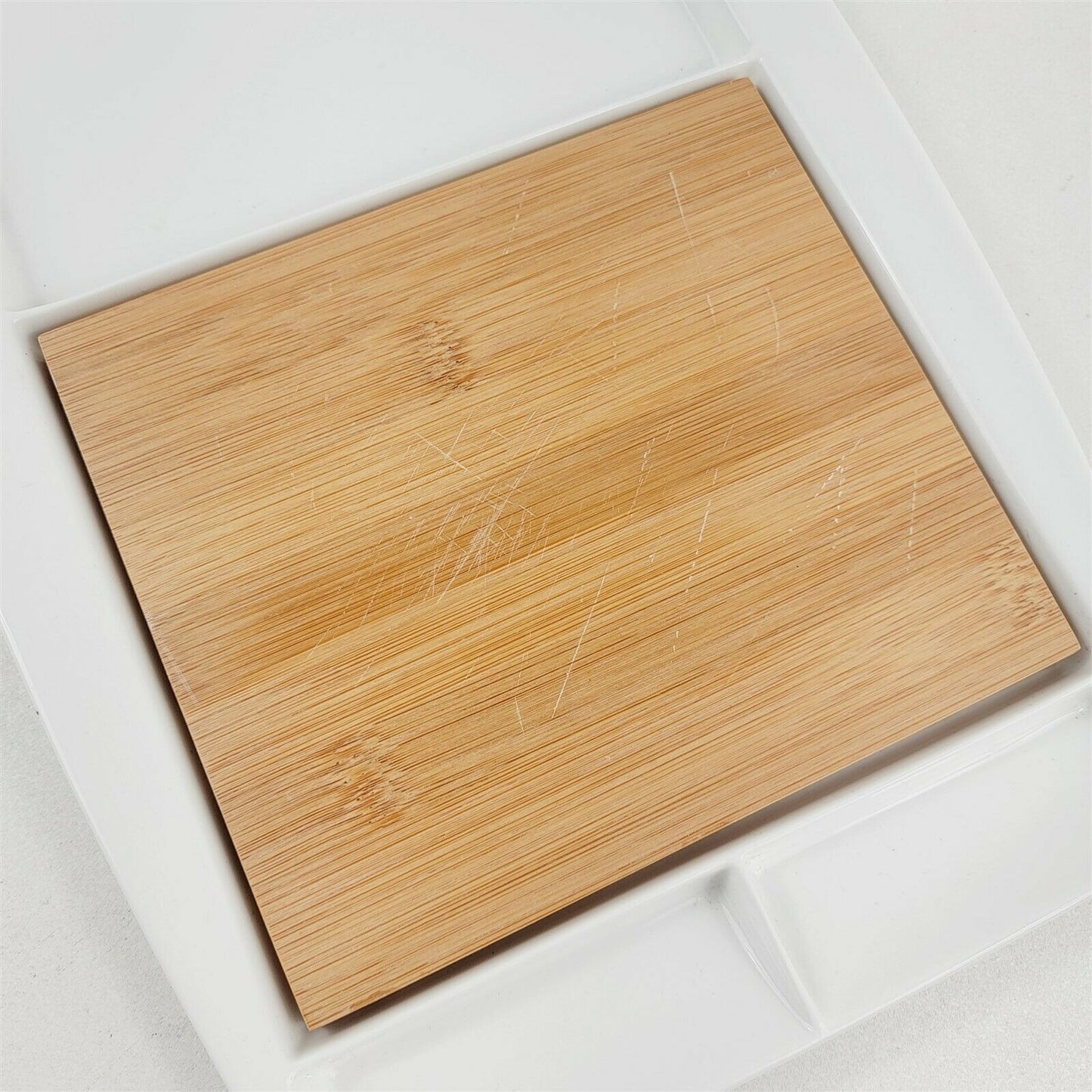 Ciroa White Ceramic Serving Tray with Bamboo Insert 13.5" x 8.5"