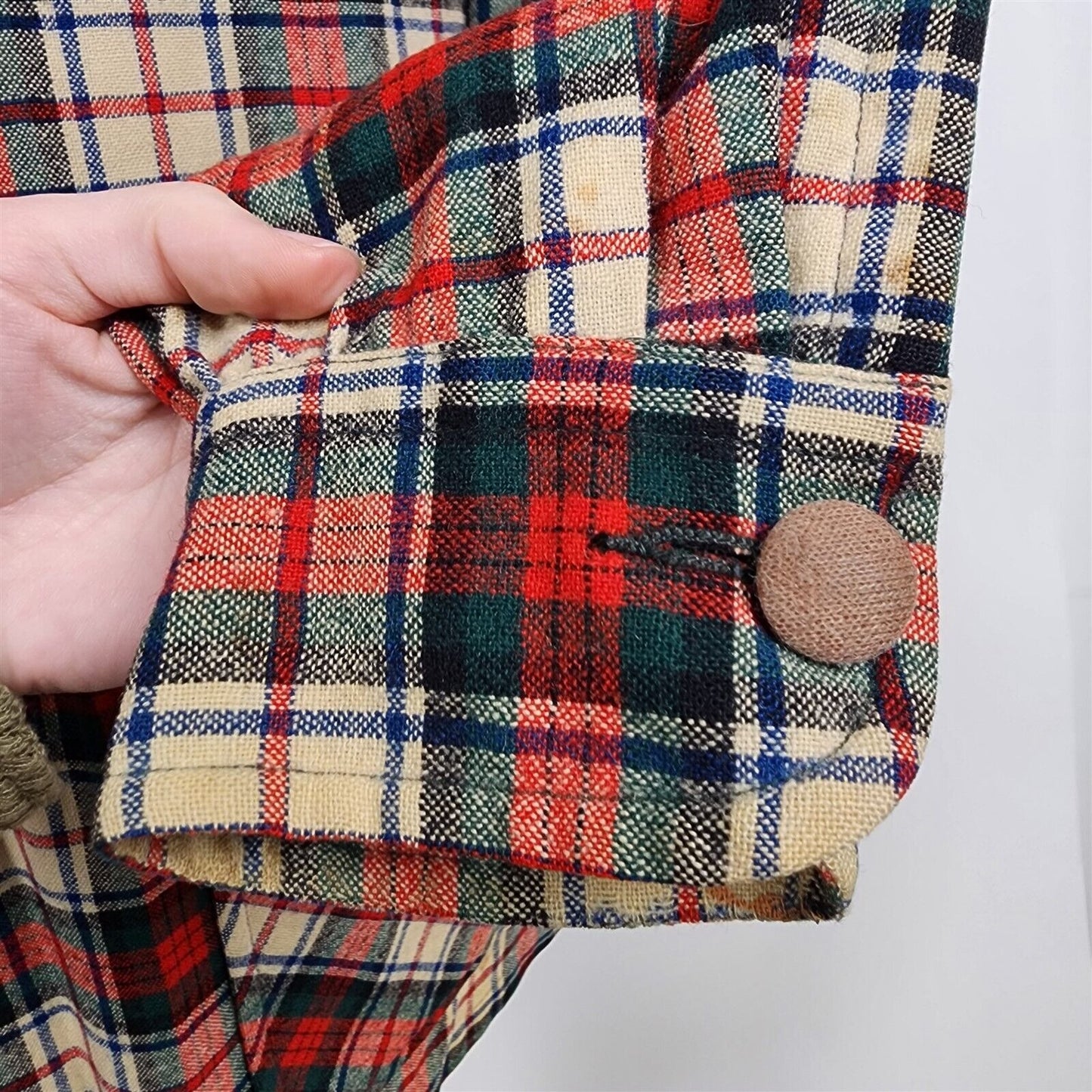 Vintage Wool Red Plaid 3 Button Sport Jacket Blazer Mens Size M