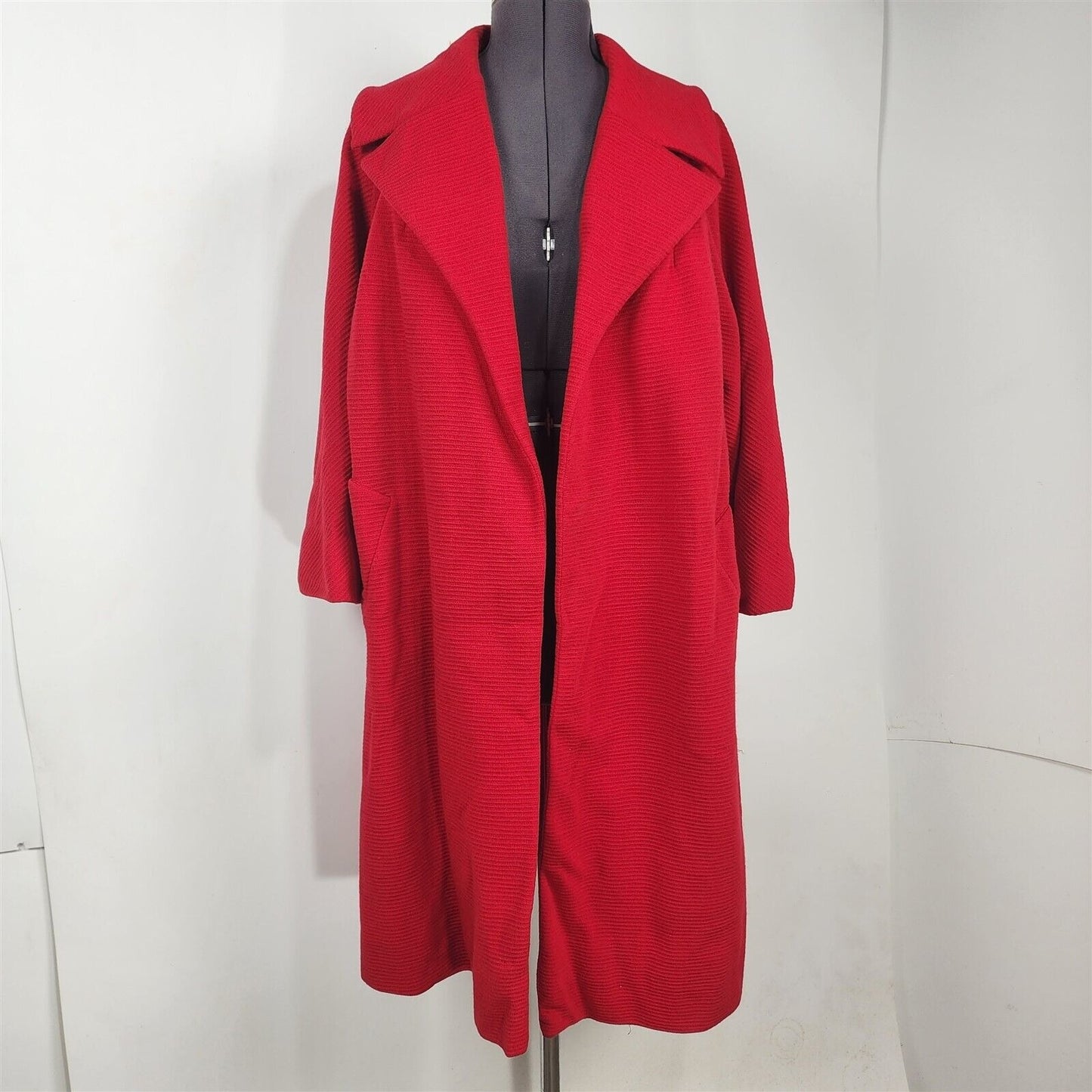 Vintage 1950s/60s Lilli Ann Paris Red Knit Open Front Swing Coat