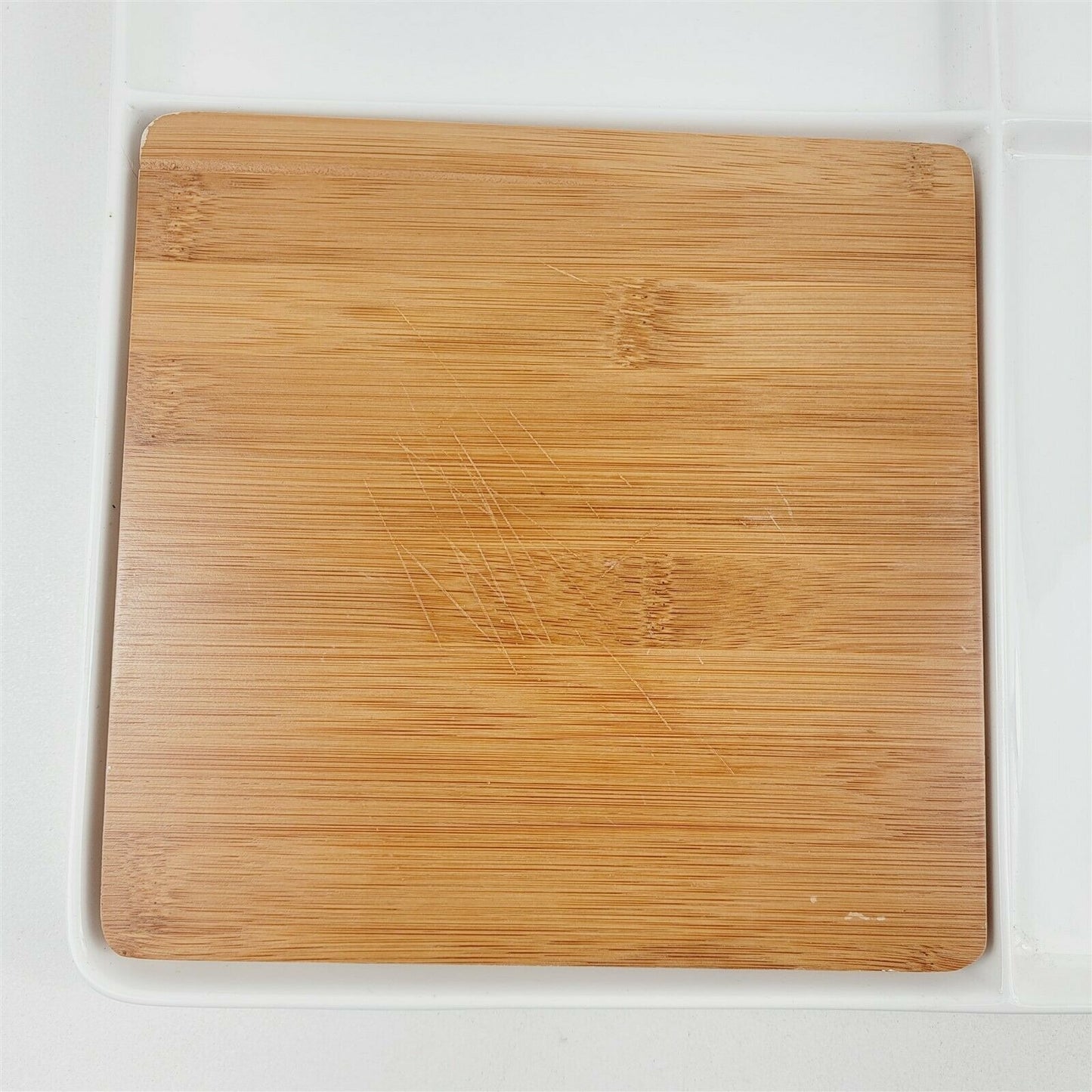 Ciroa White Ceramic Entertainers Serving Tray with Bamboo Cutting Board 11.5"