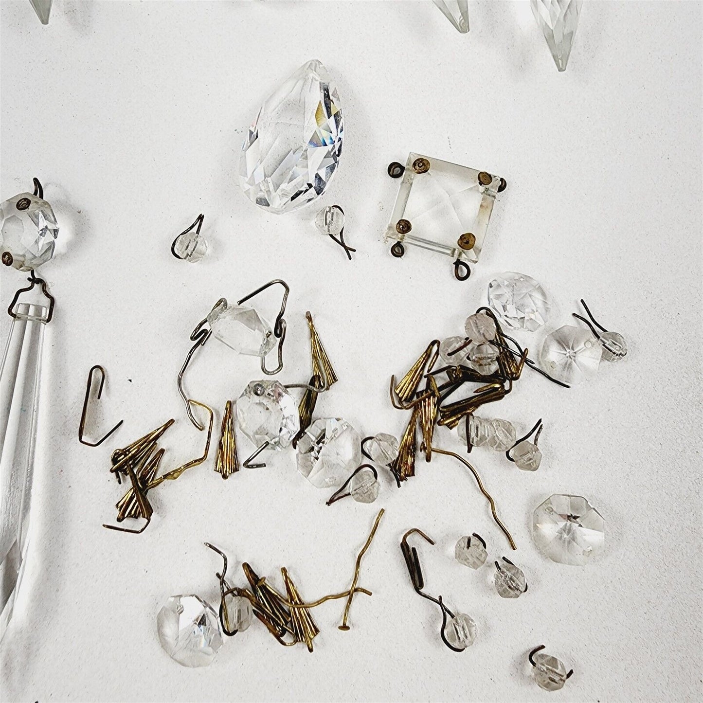 50 Pcs Vintage Chandelier Lamp Replacement Parts Crystal Prism Icicle Teardrops