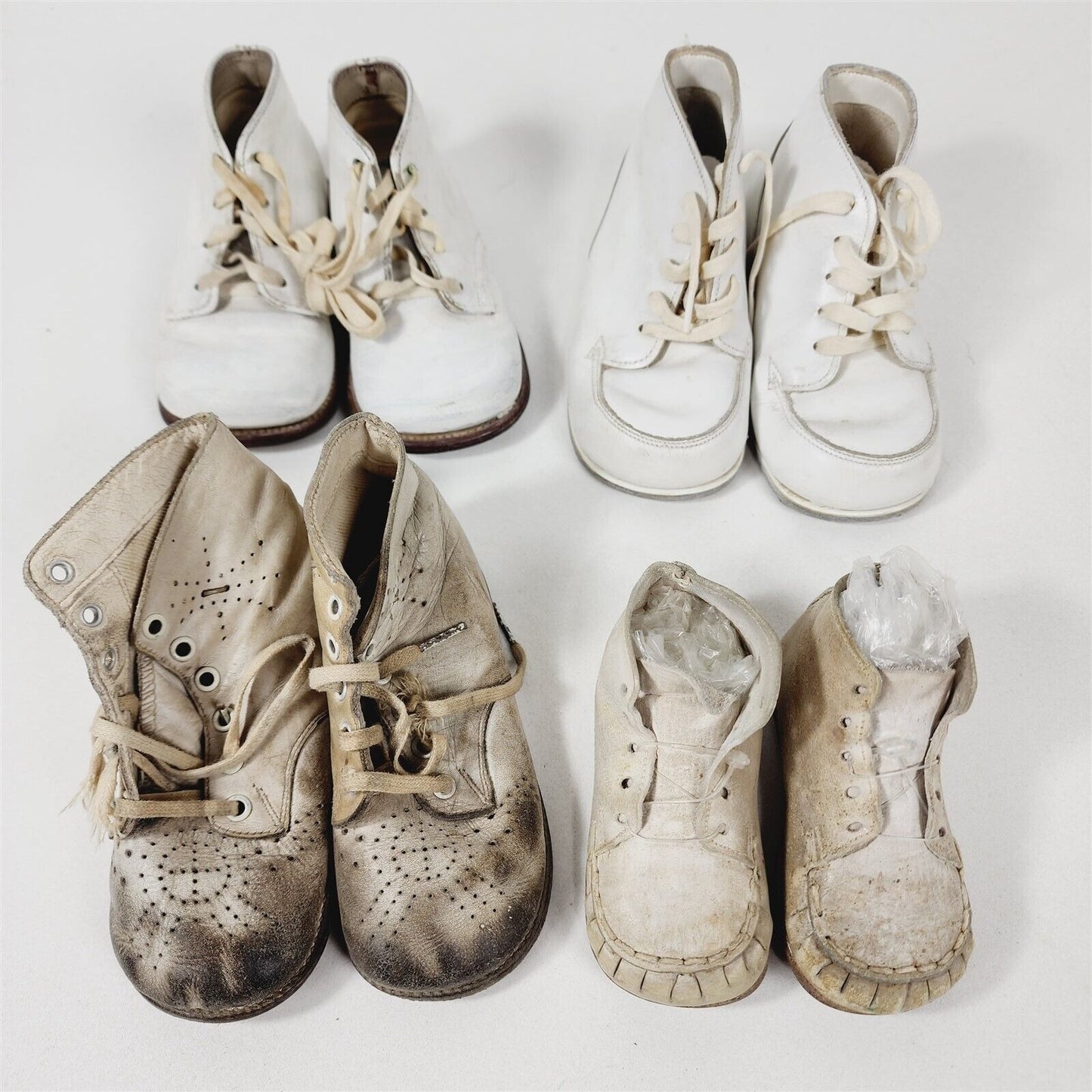 4 Pair Lot of Vintage Baby Shoes Toddler Child Weathbury Stride Rite Wards