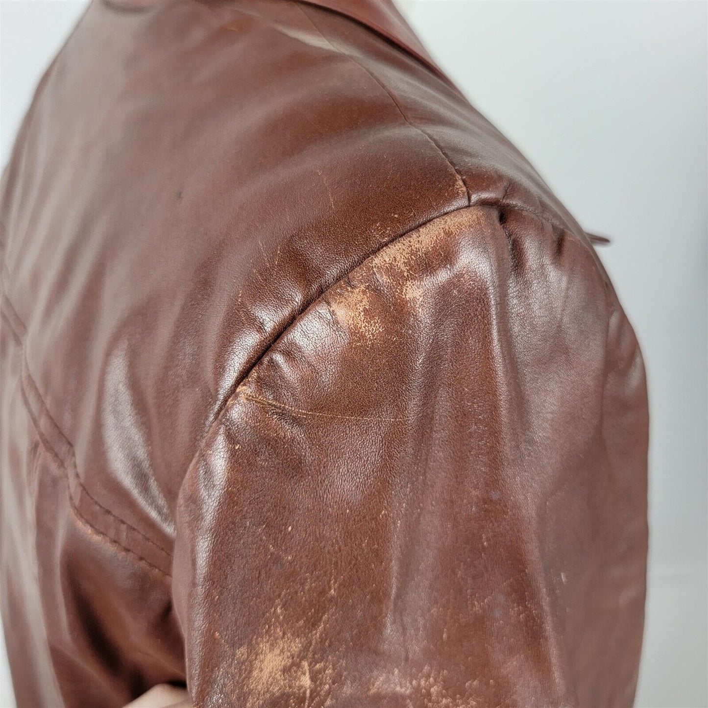 Vintage Bermans Brown Button Front Leather Jacket w/ Liner Mens Size 46