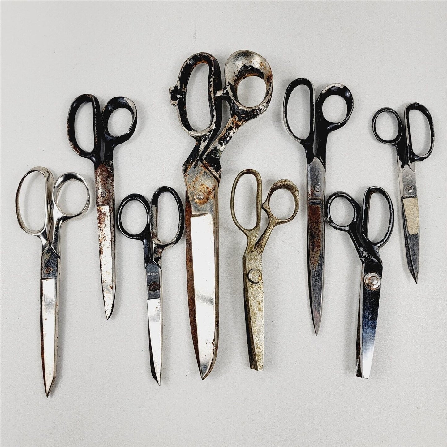 8 Vintage Scissors Shears Lot Kleencut Kingslead Boye Clauss Globemaster Pinking