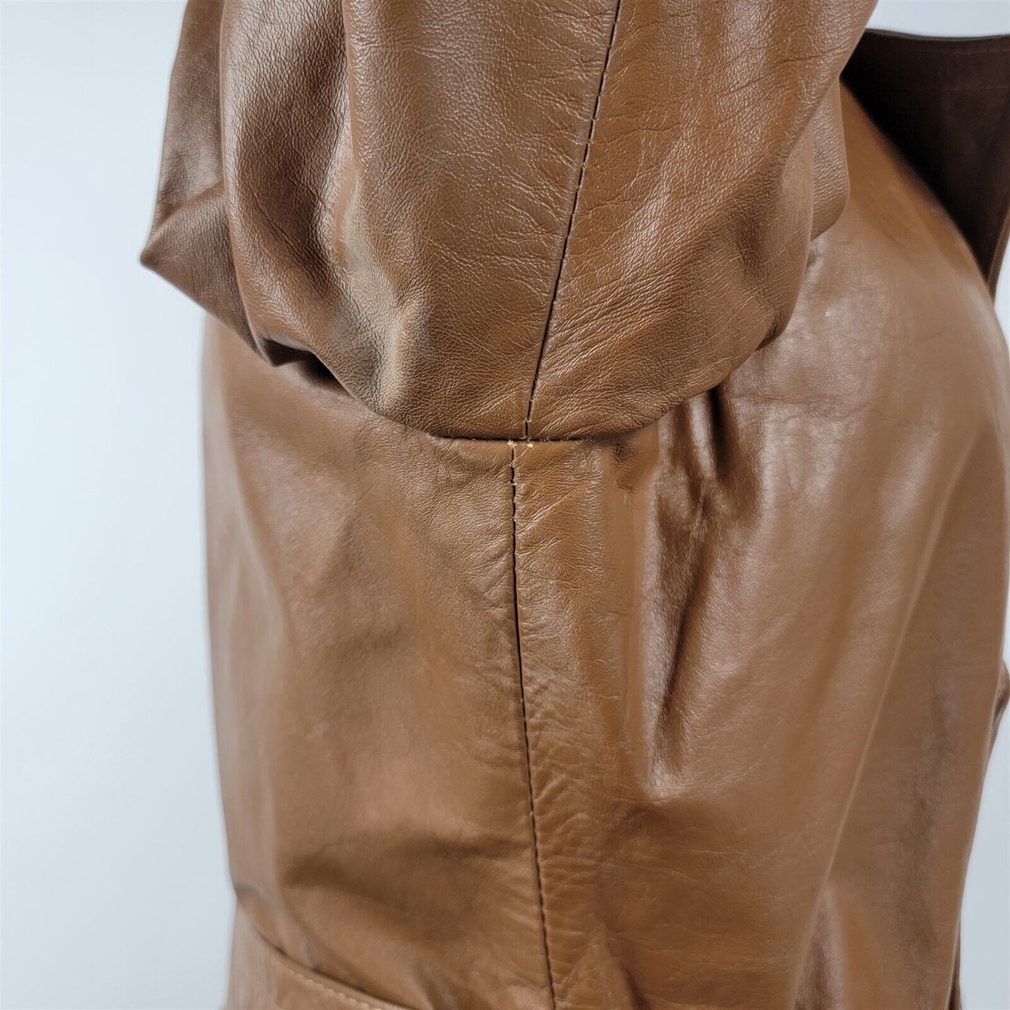 Vintage 1970s Tan Wrap Leather Jacket w/ Belt Womens M/L