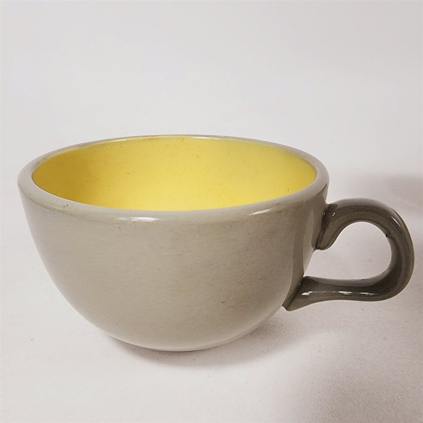 9 Vintage Harkerware Stoneware Speckled Yellow Gray Tea Coffee Cups Mugs