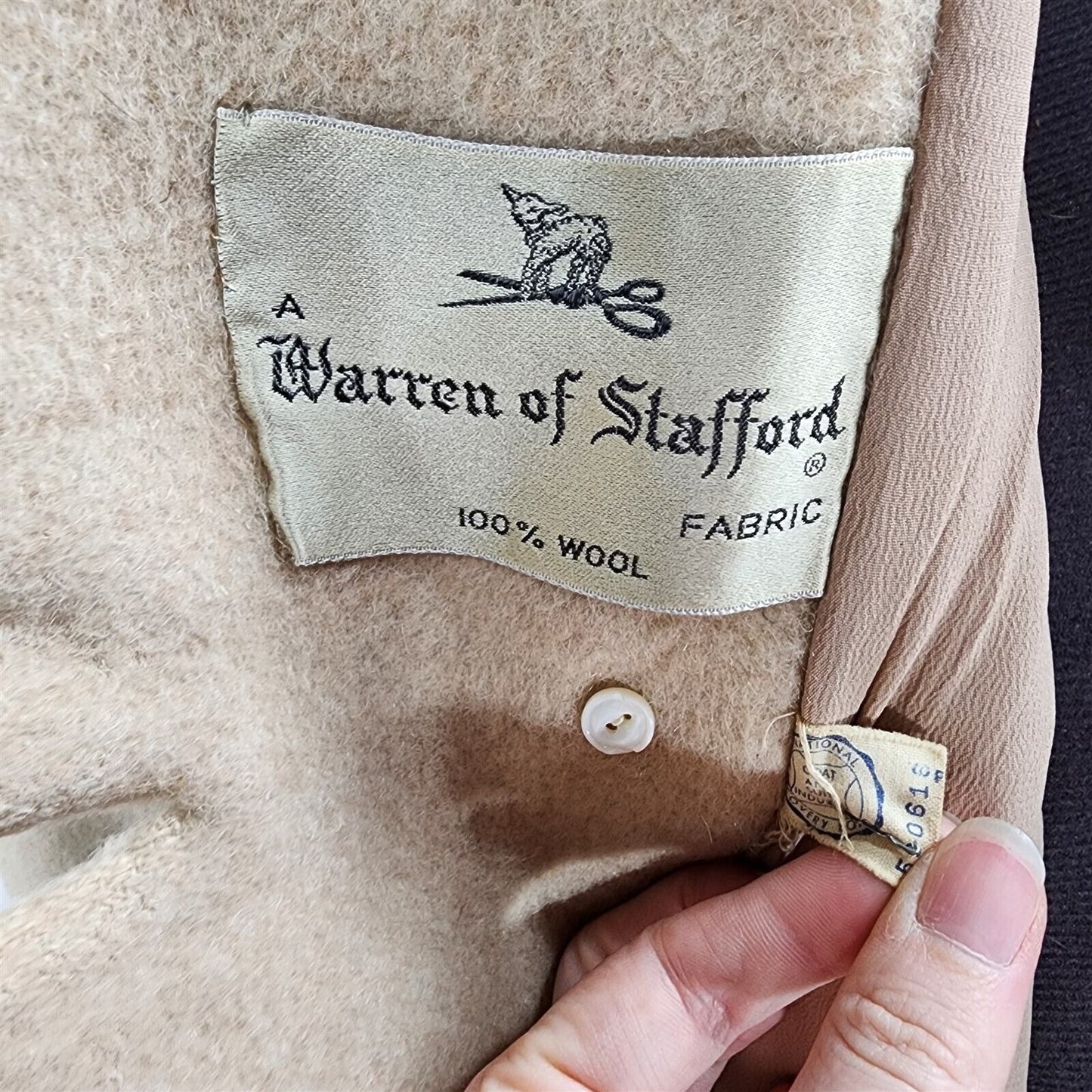 Vintage 1970s Warren of Stafford Cream Double Breasted Wool Peacoat