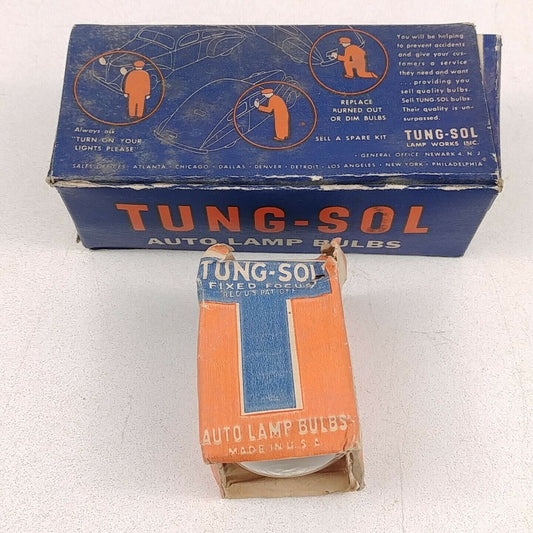 Tung-Sol Auto Lamp 965 .50A 9.6V Vtg Clear 10 Bulbs 1 Pkg NOS + 1 Fixed Focus