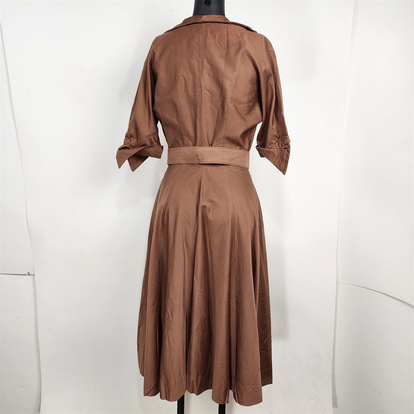 Vintage 1950s Helen of California Brown Shirt Dress Womens Size 6