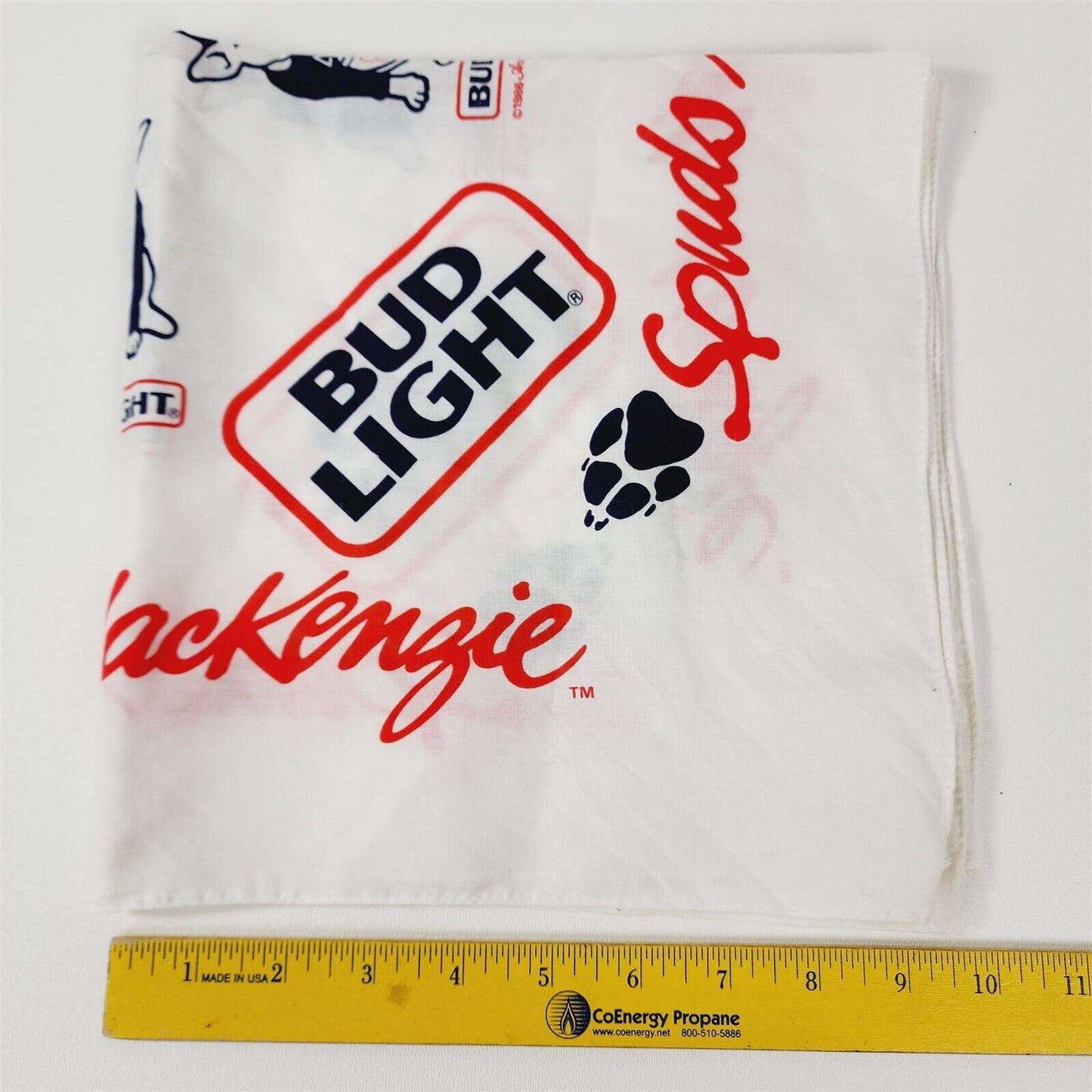 Vintage Spuds Mackenzie Bud Light Square Advertising Scarf - 21" x 21"