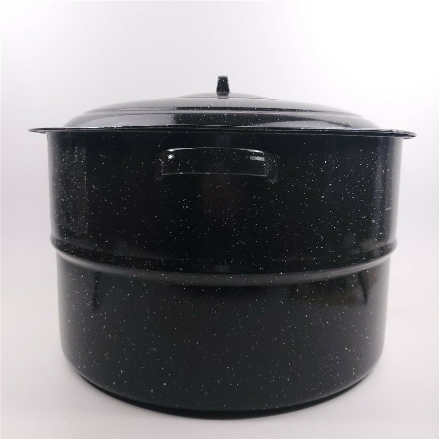 Cookware Vintage Canning StockPot Black Speckled XL w/ Wire Rack