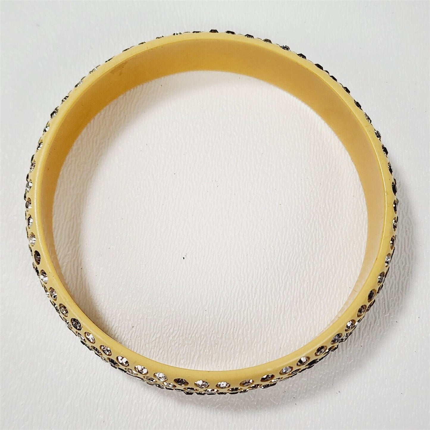 Vintage Yellow Rhinestone Bakelite Bangle Bracelet