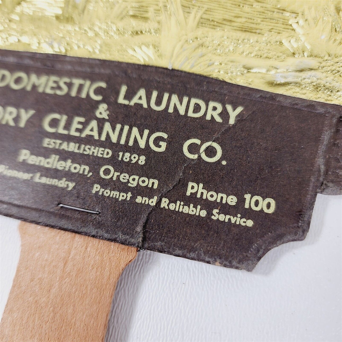 Vintage Advertising Hand Fan Domestic Laundry Pendleton Oregon Dry Cleaning