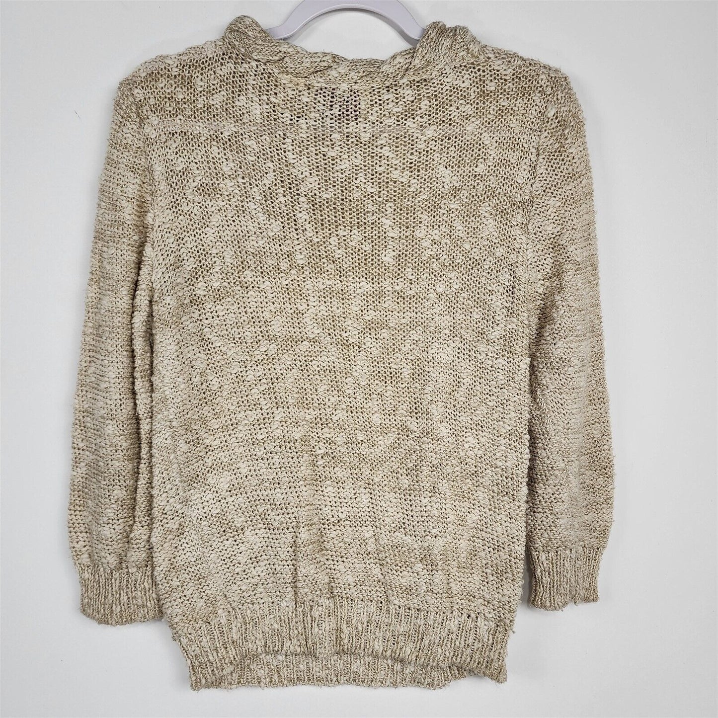 Vintage Shapely Knit Beige Beaded Sweater Womens Size S