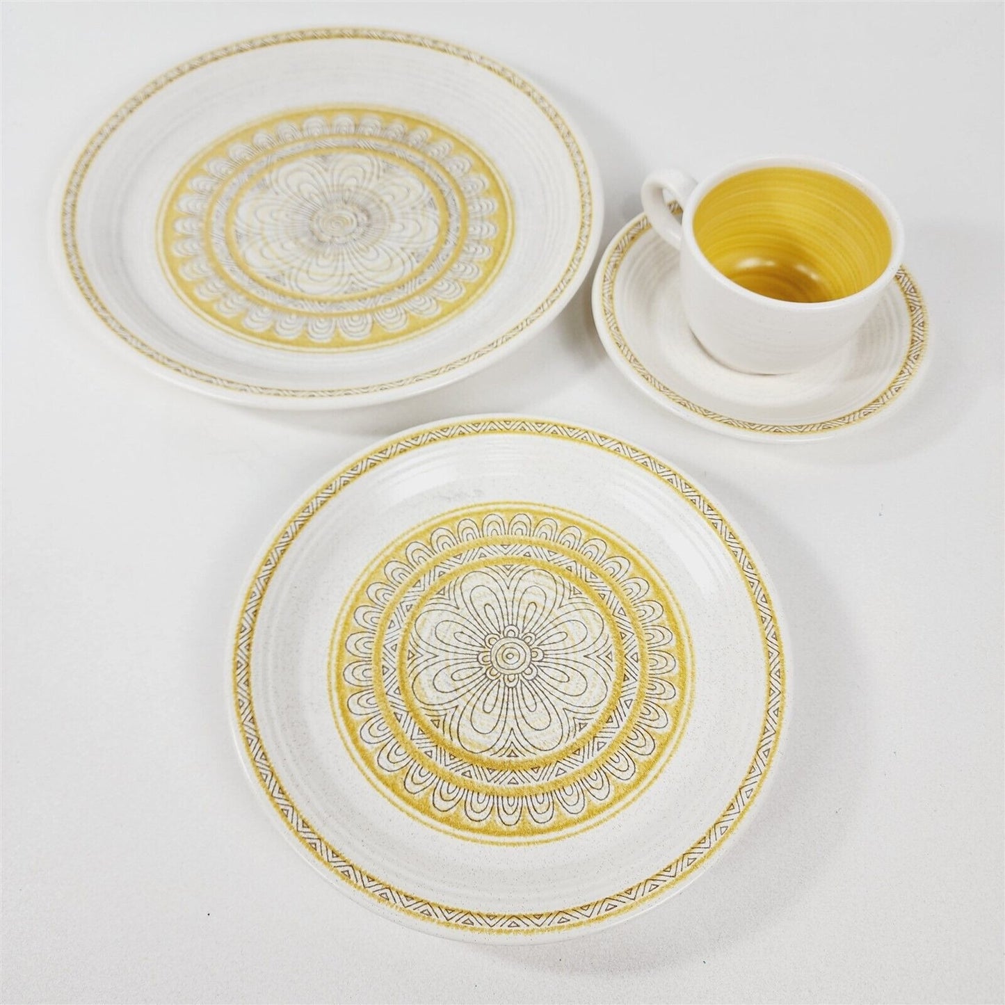 4 Pc Vintage Franciscan Hacienda Gold Yellow Place Setting Plates, Cup & Saucer