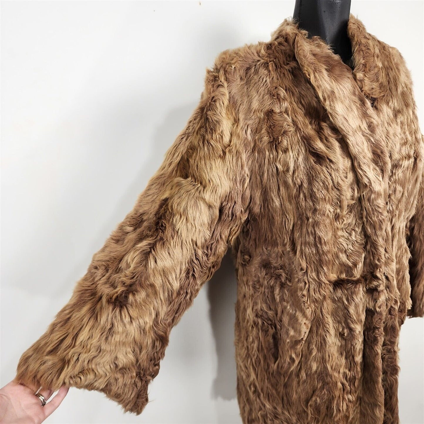 Vintage Womens Brown Real Lamb Fur Coat