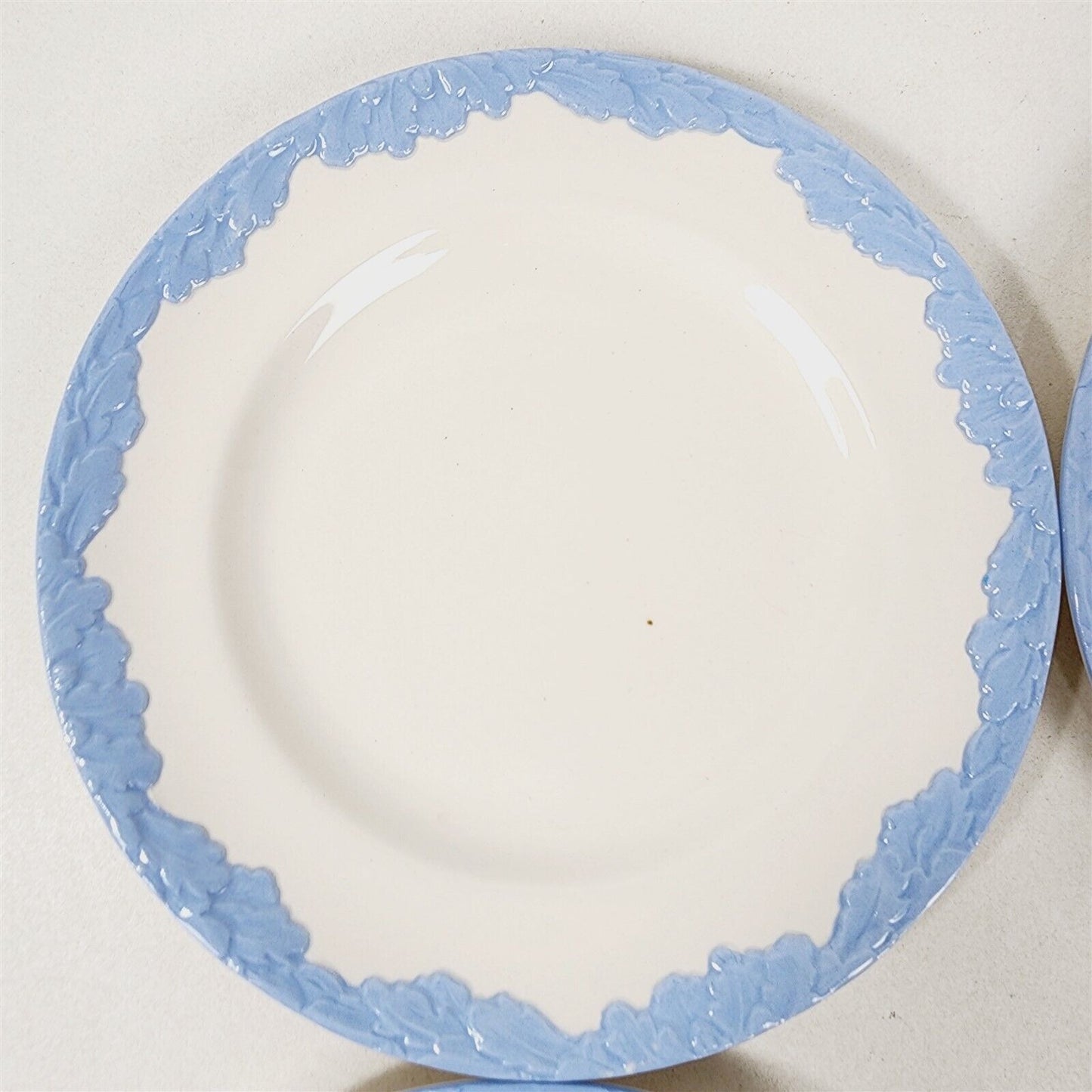 4 Vintage Johnson Bros English Oak White Blue Trim Bread & Butter Plates - 6.25"