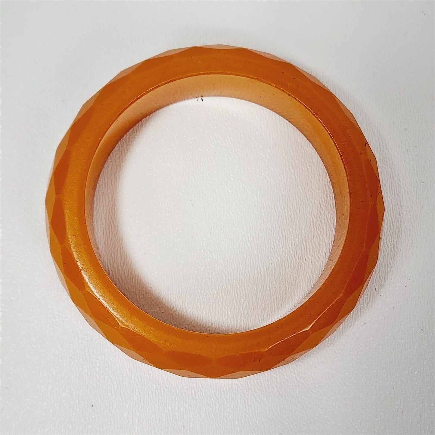 Vintage Butterscotch Bakelite Faceted Yellow Orange Bangle Bracelet 3/4"