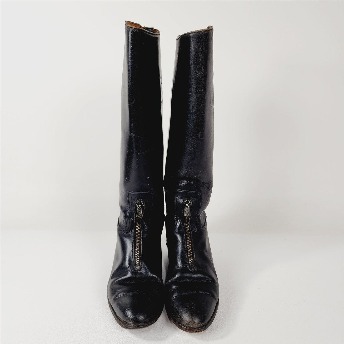 Vintage Black Leather Knee High Riding Boots Womens Size 5.5