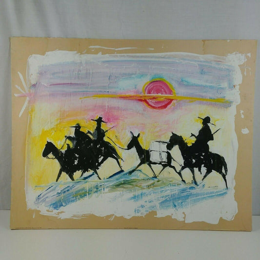 Pack String Western Snowy MT Original Art by Bruce Pettit 2003 Mixed Media Paint